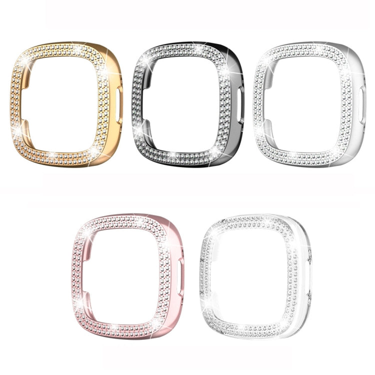 Double-Row Diamond Electroplating PC Watch Case, For Fitbit Versa 4 / Sense 2