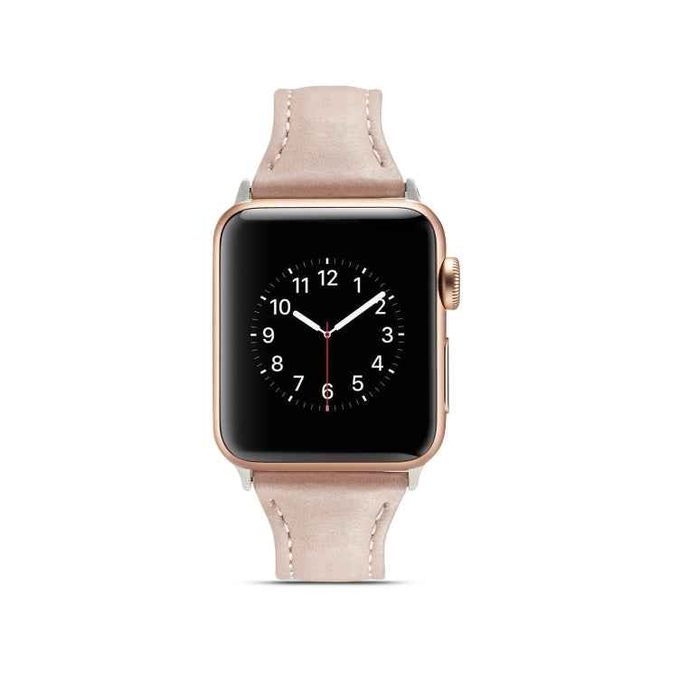 Thin Leather Replacement Wrist Strap Watchband, For Apple Watch 5/4 44mm & 3/2/1 42mm, For Apple Watch 5/4 40mm & 3/2/1 38mm