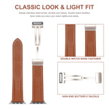 Folding Buckle Genuine Leather Watch Band, For Apple Watch Ultra 49mm / Series 8&7 45mm / SE 2&6&SE&5&4 44mm / 3&2&1 42mm, For Apple Watch Series 8&7 41mm / SE 2&6&SE&5&4 40mm / 3&2&1 38mm