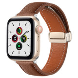 Folding Buckle Genuine Leather Watch Band, For Apple Watch Ultra 49mm / Series 8&7 45mm / SE 2&6&SE&5&4 44mm / 3&2&1 42mm, For Apple Watch Series 8&7 41mm / SE 2&6&SE&5&4 40mm / 3&2&1 38mm