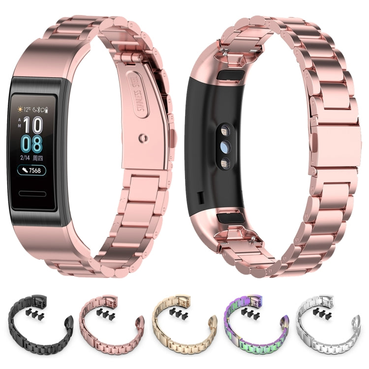 For Huawei Band 4 Pro (TER-B29S) / Band 3 Pro (TER-B29) / Band 3 (TER-B09) Three Beads Steel Wrist Strap Watchband, For Band 4 Pro