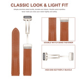 Folding Buckle Genuine Leather Watch Band, For Samsung Galaxy Watch 5