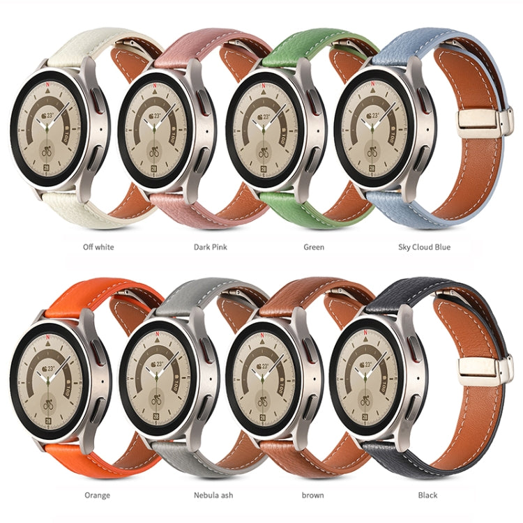 Folding Buckle Genuine Leather Watch Band, For Samsung Galaxy Watch 5