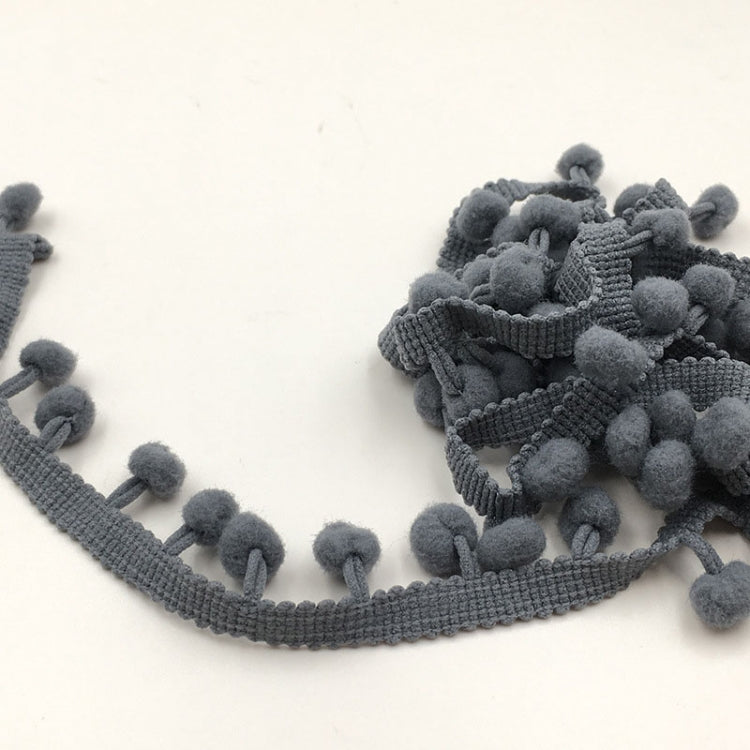 20 Yards Pompom Lace Ribbon Fur Ball Trim For Craft DIY Curtain Home Decorative Clothes Sewing Accessories, 1CM 1CM Light Grey