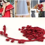 20 Yards Pompom Lace Ribbon Fur Ball Trim For Craft DIY Curtain Home Decorative Clothes Sewing Accessories, 1CM 1CM Dark Red