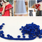 20 Yards Pompom Lace Ribbon Fur Ball Trim For Craft DIY Curtain Home Decorative Clothes Sewing Accessories, 1CM 1CM Sapphire