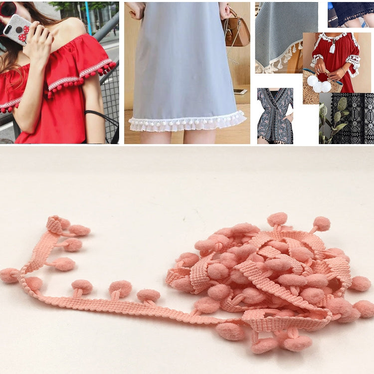 20 Yards Pompom Lace Ribbon Fur Ball Trim For Craft DIY Curtain Home Decorative Clothes Sewing Accessories, 1CM 1CM Snow Teeth