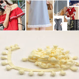 20 Yards Pompom Lace Ribbon Fur Ball Trim For Craft DIY Curtain Home Decorative Clothes Sewing Accessories, 1CM 1CM Beige