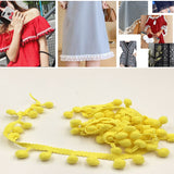 20 Yards Pompom Lace Ribbon Fur Ball Trim For Craft DIY Curtain Home Decorative Clothes Sewing Accessories, 1CM 1CM Yellow