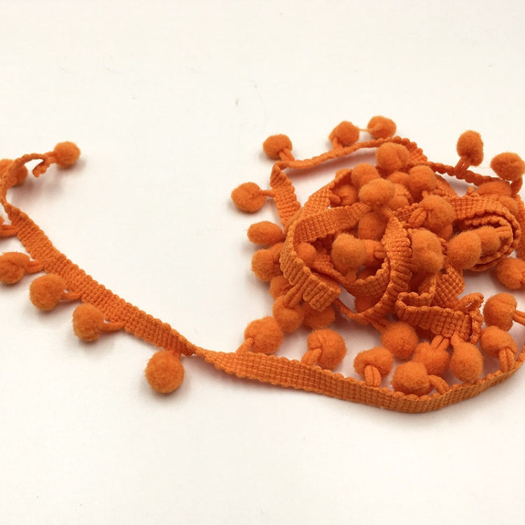 20 Yards Pompom Lace Ribbon Fur Ball Trim For Craft DIY Curtain Home Decorative Clothes Sewing Accessories, 1CM 1CM Orange Yellow