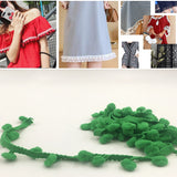 20 Yards Pompom Lace Ribbon Fur Ball Trim For Craft DIY Curtain Home Decorative Clothes Sewing Accessories, 1CM 1CM Grass Green