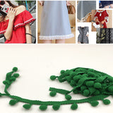20 Yards Pompom Lace Ribbon Fur Ball Trim For Craft DIY Curtain Home Decorative Clothes Sewing Accessories, 1CM 1CM Green