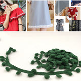 20 Yards Pompom Lace Ribbon Fur Ball Trim For Craft DIY Curtain Home Decorative Clothes Sewing Accessories, 1CM 1CM Dark Green