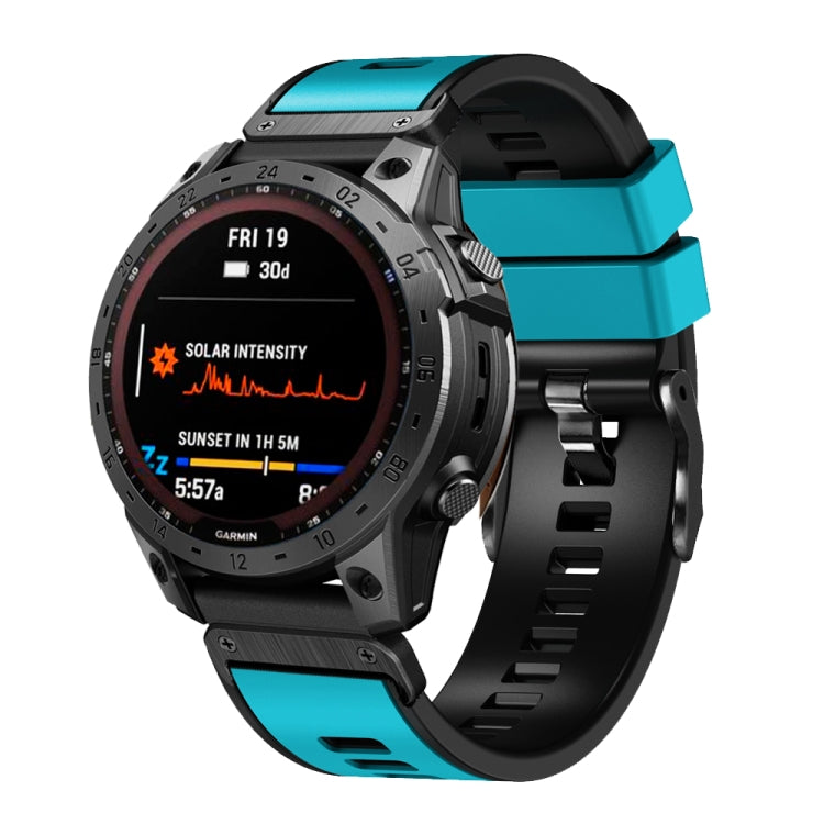 22mm Plain Weave Two-Color Quick Release Silicone Watch Band, For Garmin Fenix 7