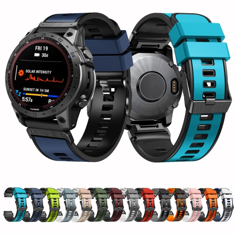 22mm Plain Weave Two-Color Quick Release Silicone Watch Band, For Garmin Fenix 7