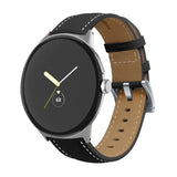 Pointed Tail Stitching Genuine Leather Watch Band, For Google Pixel Watch 4 / 3 / 2 / 1 41mm