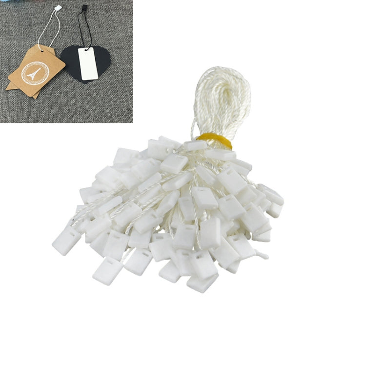 1 Pack of 990pcs Clothing Tag Rope CottonUniversal Plastic Square Hanging Tablets White