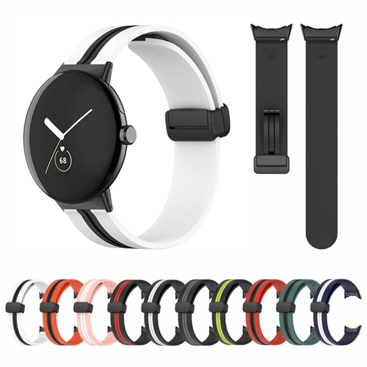 Two-color Folding Buckle Silicone Watch Band, For Google Pixel Watch 4 / 3 / 2 / 1 41mm