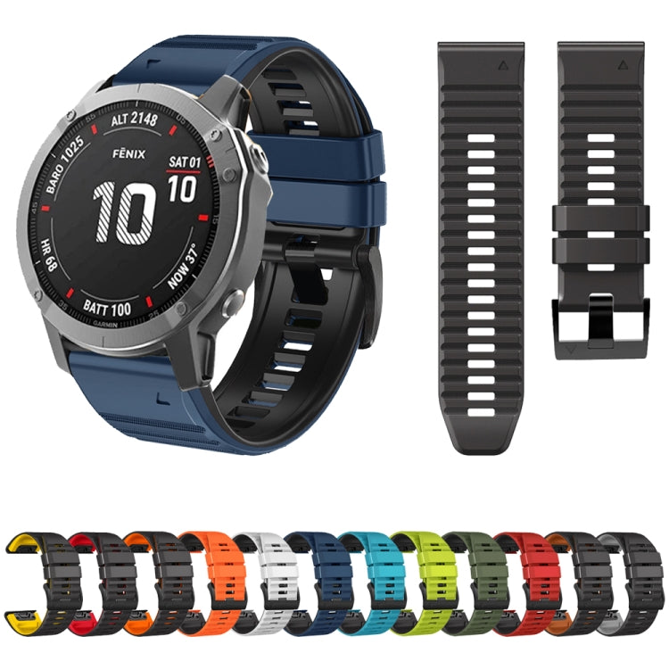 Two-Color Silicone Watch Band, For Garmin Fenix 7X / 6X / 5X 26mm