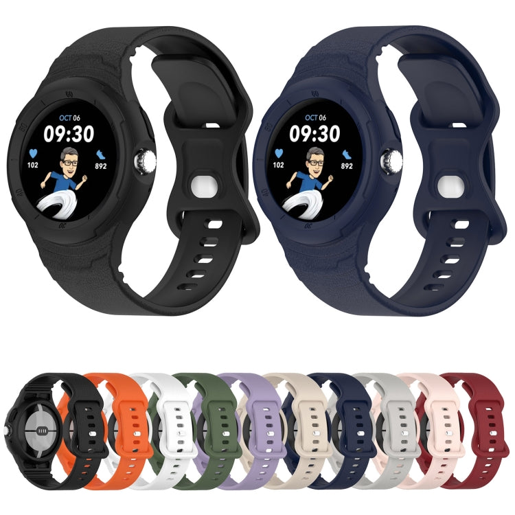 Leather Texture Silicone Integrated Watch Band, For Google Pixel Watch