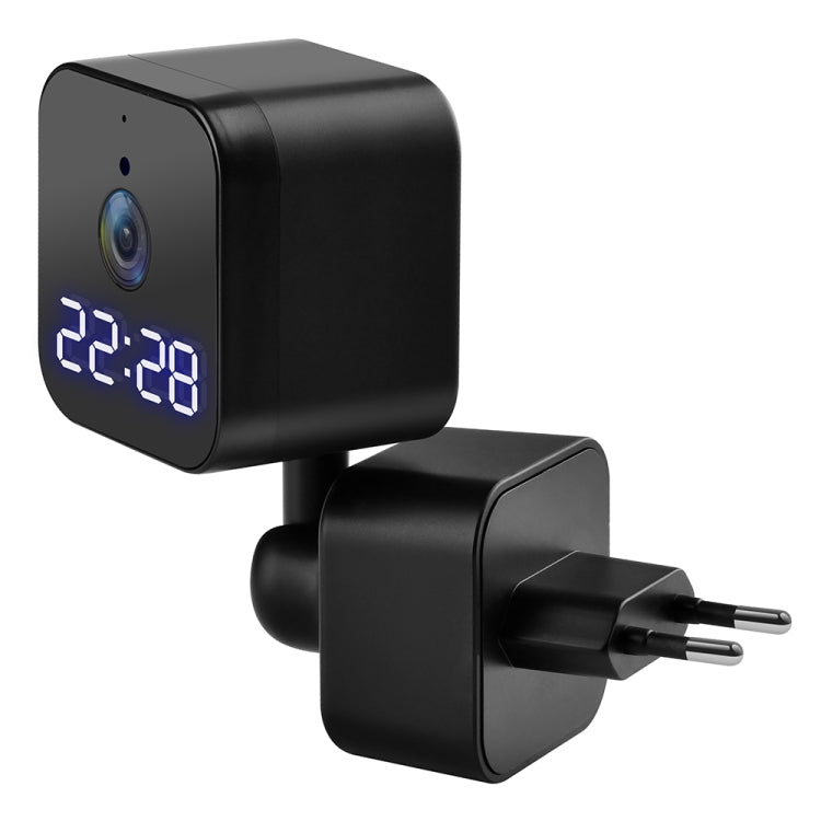 DP27 1080P Clock Plug Card WiFi Camera, Support Two-way Voice Intercom & Mobile Monitoring, US Plug, EU Plug EU Plug Black