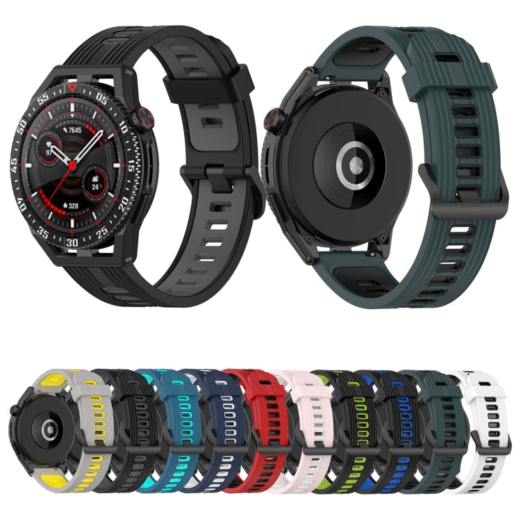 22mm Two-color Stripe Silicone Watch Band, For Huawei Watch GT 3 SE