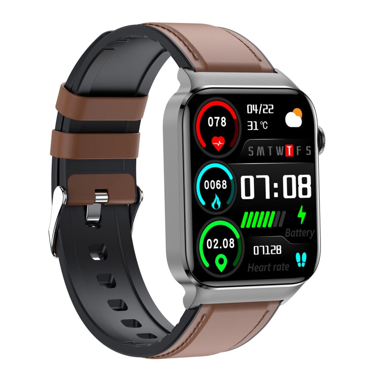 T50 1.85 inch Leather Band IP67 Waterproof Smart Watch Supports Voice Assistant / Health Monitoring, Leather Band (Brown), Leather Band (Black)