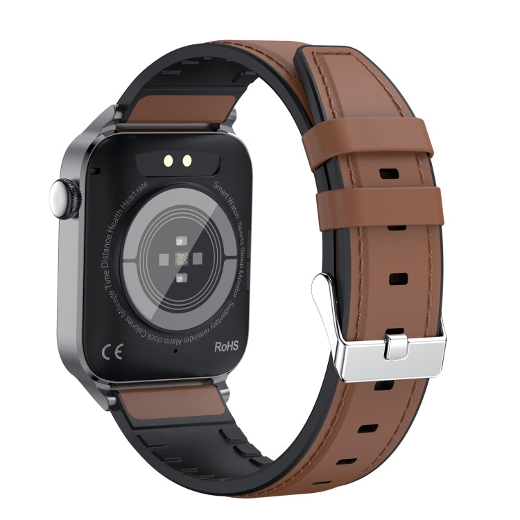 T50 1.85 inch Leather Band IP67 Waterproof Smart Watch Supports Voice Assistant / Health Monitoring, Leather Band (Brown), Leather Band (Black)