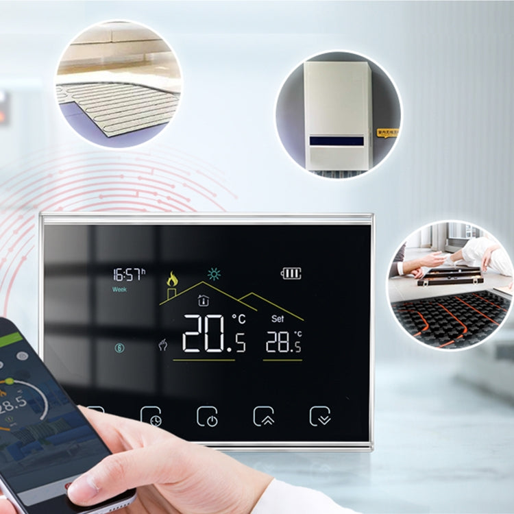 BHT-8000RF-VA- GBCW Wireless Smart LED Screen Thermostat With WiFi, Specification:Electric / Boiler Heating, Electric Heating, Electric Boiler Heating, Boiler Heating, Water Heating, Hydroelectric Heating, Water Boiler Heating