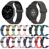 Magnetic Fold Clasp Black Buckle Silicone Watch Band, For Amazfit GTR Mini