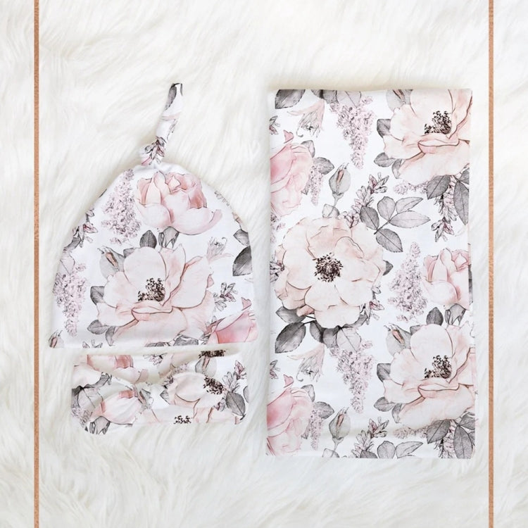 Newborn Baby Three-piece Swaddling Scarf Cap Headband