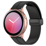 Universal Flat Head Groove Folding Black Buckle Silicone Watch Band, 20mm, 22mm