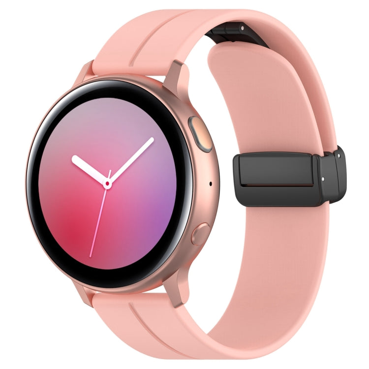 Universal Flat Head Groove Folding Black Buckle Silicone Watch Band, 20mm, 22mm