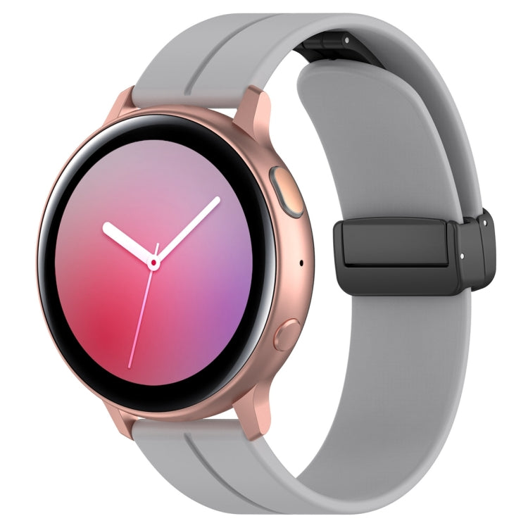 Universal Flat Head Groove Folding Black Buckle Silicone Watch Band, 20mm, 22mm