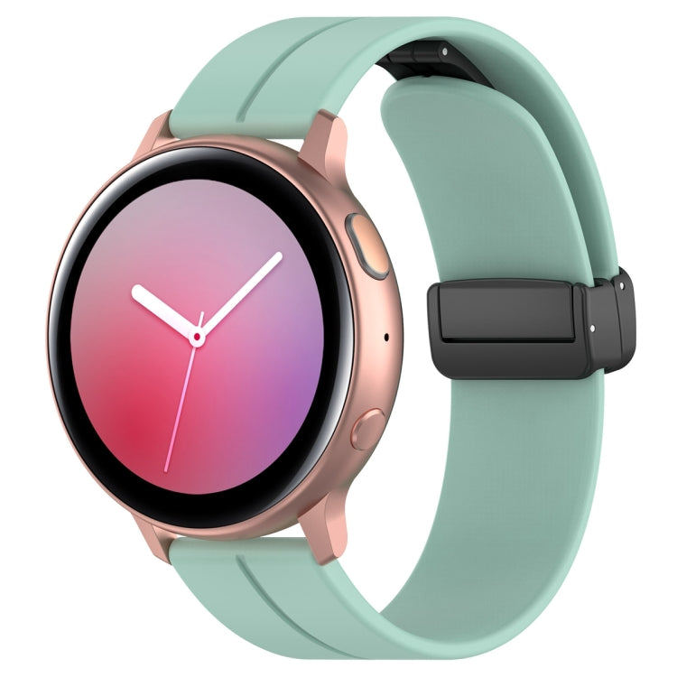 Universal Flat Head Groove Folding Black Buckle Silicone Watch Band, 20mm, 22mm