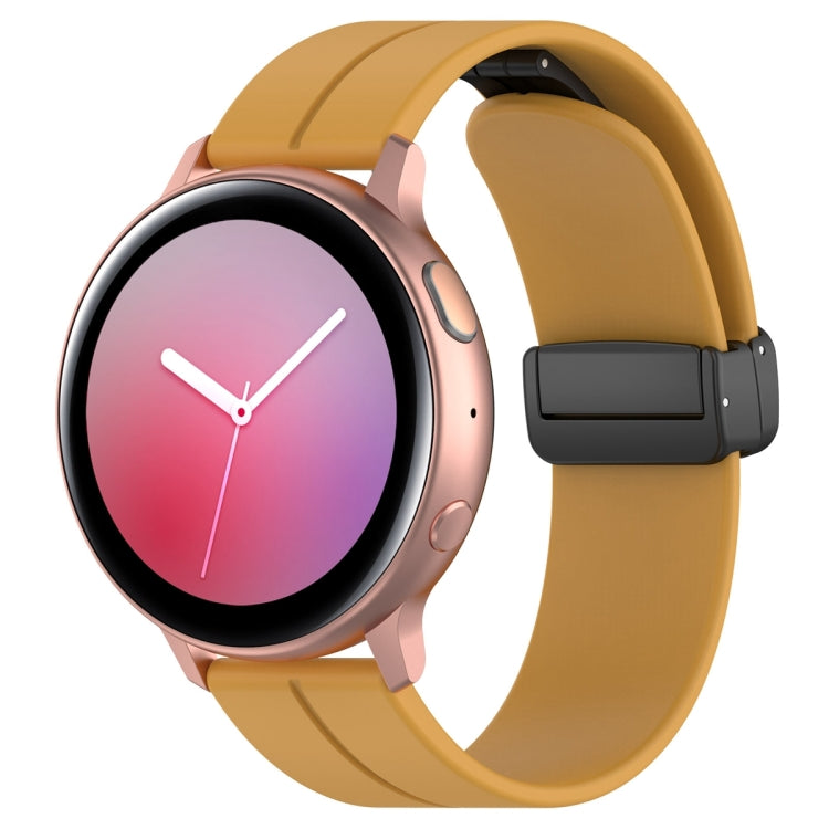 Universal Flat Head Groove Folding Black Buckle Silicone Watch Band, 20mm, 22mm