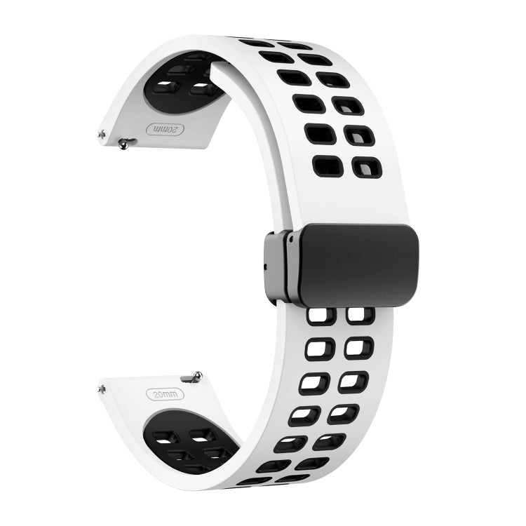 Double-row Hole Folding Black Buckle Two-color Silicone Watch Band, 20mm, 22mm