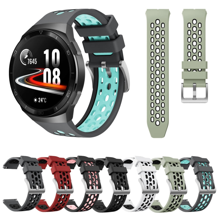 Two Color Round Hole Silicone Watch Band, For Huawei Watch GT 2e