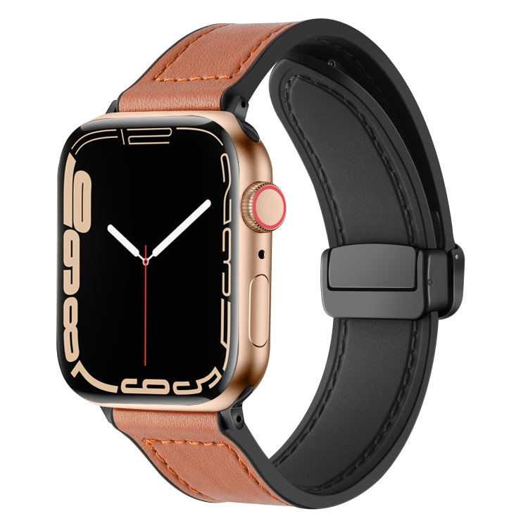 Magnetic Folding Silicone Leather Watch Band, For Apple Watch Series 8&7 41mm