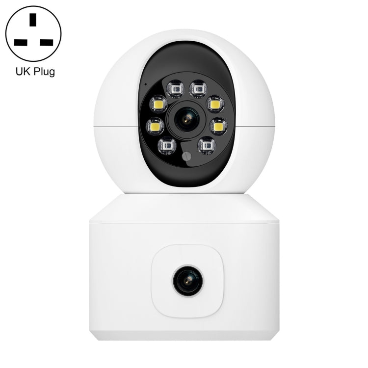ESCAM QF010 2x2MP Dual Lens Dual Screen Surveillance WiFi Camera Support Two-way Voice & Motion Detection, QF010 QF010 UK Plug