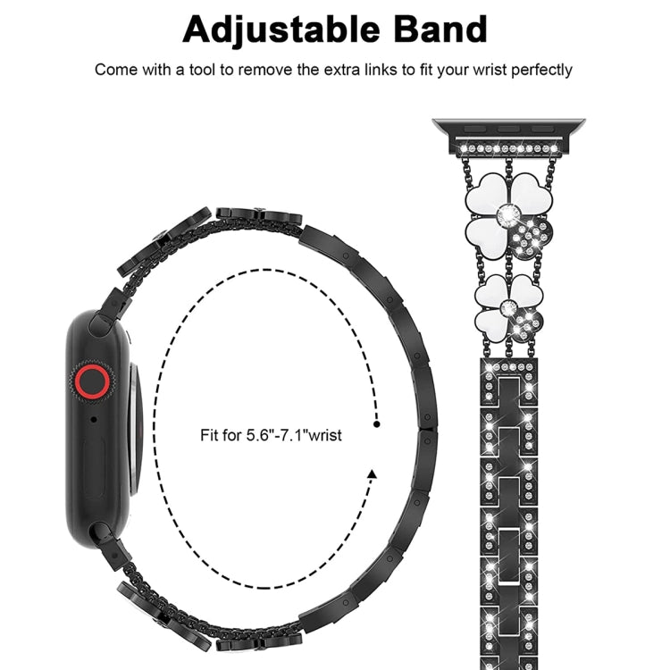 Petal Metal Diamond Watch Band, For Apple Watch SE 2023 44mm, For Apple Watch Ultra 49mm, For Apple Watch 8 41mm, For Apple Watch 8 45mm, For Apple Watch 7 41mm, For Apple Watch 7 45mm, For Apple Watch SE 2023 40mm, For Apple Watch SE 2022 40mm        ...