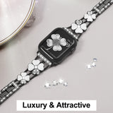 Petal Metal Diamond Watch Band, For Apple Watch SE 2023 44mm, For Apple Watch Ultra 49mm, For Apple Watch 8 41mm, For Apple Watch 8 45mm, For Apple Watch 7 41mm, For Apple Watch 7 45mm, For Apple Watch SE 2023 40mm, For Apple Watch SE 2022 40mm        ...