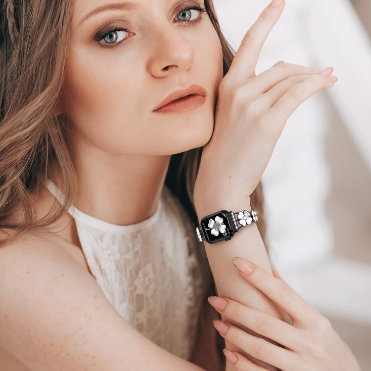 Petal Metal Diamond Watch Band, For Apple Watch SE 2023 44mm, For Apple Watch Ultra 49mm, For Apple Watch 8 41mm, For Apple Watch 8 45mm, For Apple Watch 7 41mm, For Apple Watch 7 45mm, For Apple Watch SE 2023 40mm, For Apple Watch SE 2022 40mm        ...