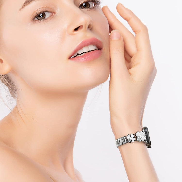 Petal Metal Diamond Watch Band, For Apple Watch SE 2023 44mm, For Apple Watch Ultra 49mm, For Apple Watch 8 41mm, For Apple Watch 8 45mm, For Apple Watch 7 41mm, For Apple Watch 7 45mm, For Apple Watch SE 2023 40mm, For Apple Watch SE 2022 40mm        ...