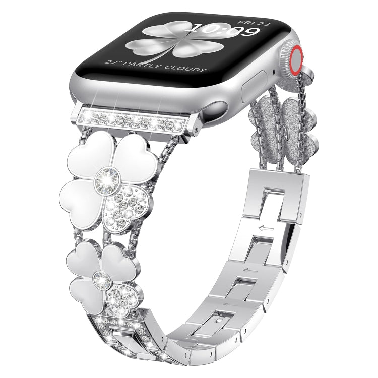 Petal Metal Diamond Watch Band, For Apple Watch 9 45mm, For Apple Watch 3 38mm, For Apple Watch 3 42mm, For Apple Watch 2 38mm, For Apple Watch 2 42 mm, For Apple Watch 38mm, For Apple Watch 42mm, For Apple Watch 9 41mm