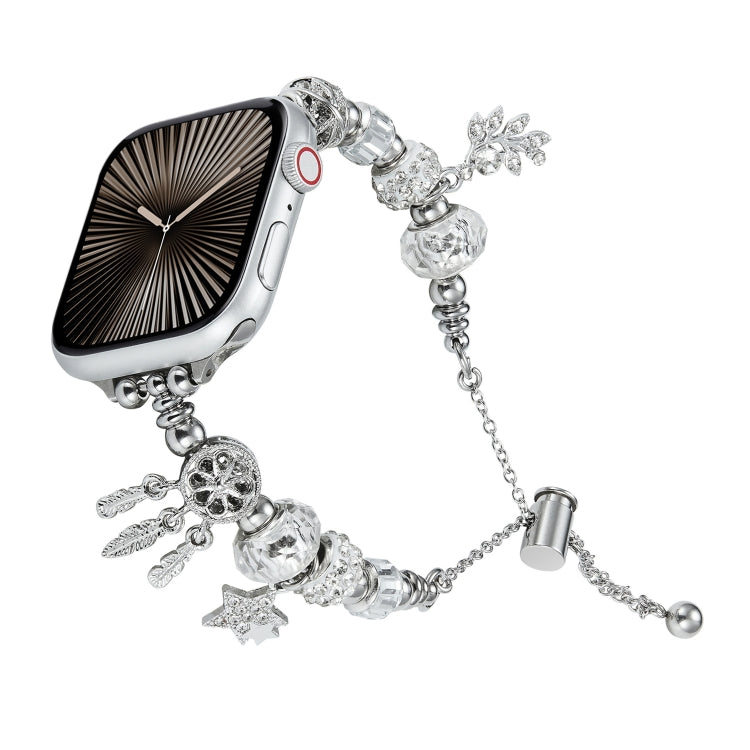 Bead Bracelet Metal Watch Band, For Apple Watch Series 10 46mm, For Apple Watch Series 10 42mm, For Apple Watch SE 2023 44mm, For Apple Watch SE 2023 40mm, For Apple Watch Ultra 2 49mm, For Apple Watch 9 45mm, For Apple Watch 9 41mm                    ...