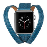 Top-grain Leather Embossed Crown Watchband, For Apple Watch Series 5 & 4 40mm / 3& 2 & 1 38mm, For Apple Watch Series 7 45mm / 6 & SE & 5 & 4 44mm / 3 & 2 & 1 42mm
