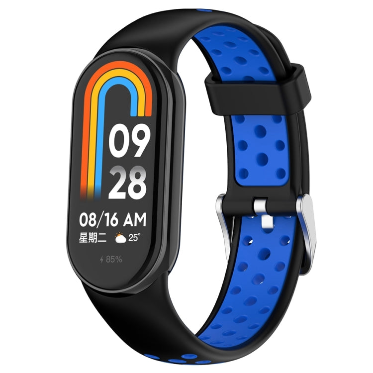 Two-color Steel Plug Silicone Watch Band, For Xiaomi Mi Band 8