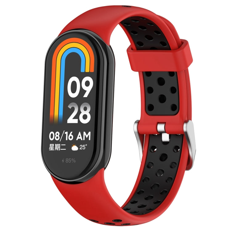 Two-color Steel Plug Silicone Watch Band, For Xiaomi Mi Band 8
