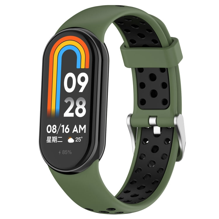 Two-color Steel Plug Silicone Watch Band, For Xiaomi Mi Band 8
